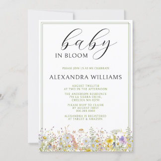 Invitation Enfant Fleur sauvage de printemps dans le Baby sho