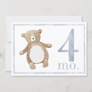 Invitation Enfant Garçon Aquarelle Jalon Quatre Mois Vieux Ca