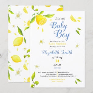 Invitation Enfant garçon été printemps citron thème bébé douc