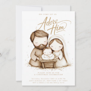 Invitation Enfant Jésus de la Nativité Adorez-Le Noël