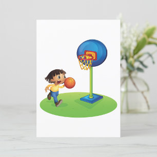 Invitation Enfant jouant au basket avec un cerceau Fun Sports