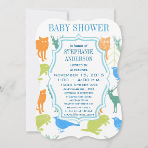 Invitation Enfant moderne Boy Woodland Créatures Douche