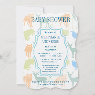 Invitation Enfant moderne Boy Woodland Créatures Douche