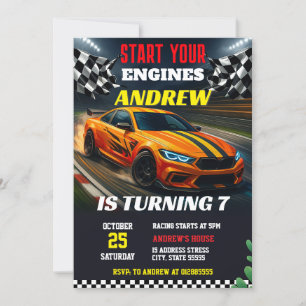 Invitation Enfant moderne et personnel Sport Race Car anniver