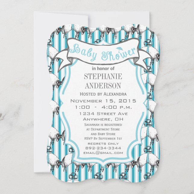 Invitation Enfant moderne garçon mignonne agneau Motif douche (Devant)