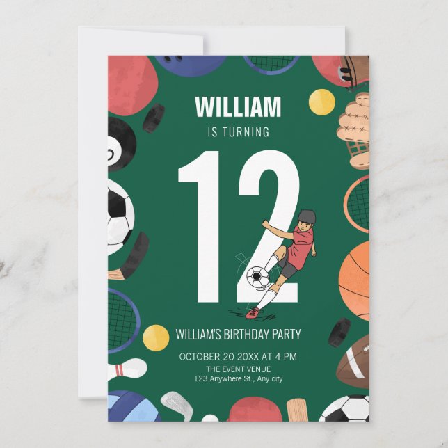 Invitation Enfant sportif (Devant)