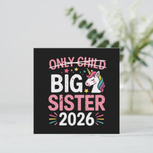 Invitation Enfant unique barré Grande sœur 2026 Grossesse 