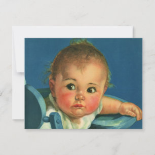 Invitation Enfant vintage bébé garçon ou fille fête d'anniver