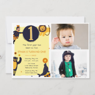 Invitation Enfants 1er anniversaire Cirque Photo Party Invita