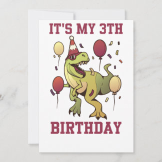 Invitation Enfants 3 ans dinosaures anniversaire 3e fête Garç
