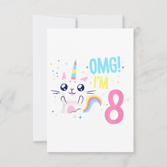 Invitation Enfants 8 ans fille Anniversaire tenue cadeau Unic (Devant)