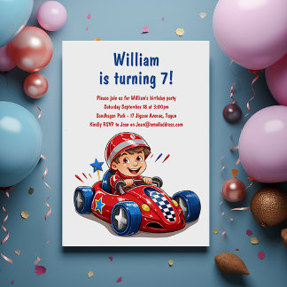 Invitation Enfants Anniversaire Fête Course voiture Invitatio