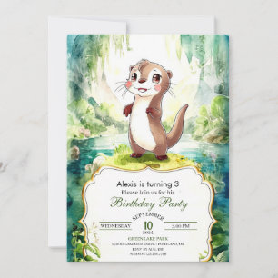 Invitation Enfants Aquarelle Otter Anniversaire