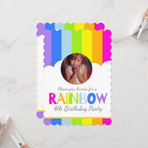 Invitation Enfants arc-en-ciel nuage photo 5e anniversaire co