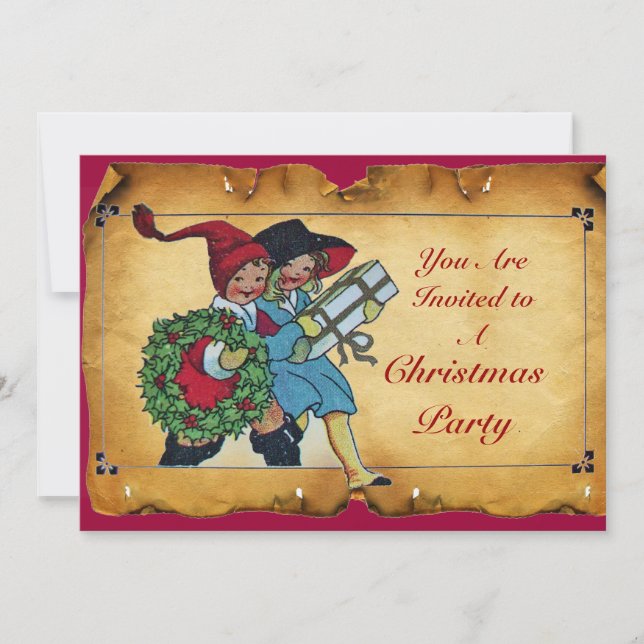 INVITATION ENFANTS AVEC DES CADEAUX DE NOËL - (Devant)