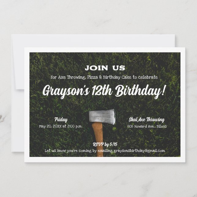 Invitation Enfants Ax Jeter Anniversaire Fête (Devant)