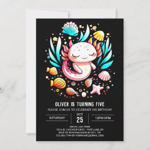 Invitation Enfants Axolotl Océan Anniversaire