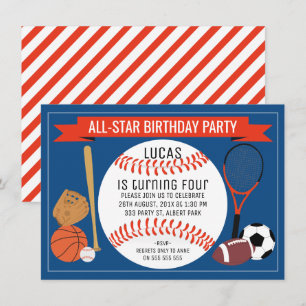 Invitation Enfants Baseball Sports Anniversaire Fête Invitati