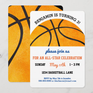 Invitation Enfants Basketball Anniversaire Fête Sports À Thèm