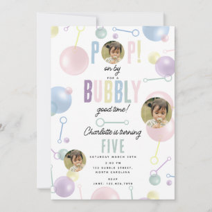 Invitation Enfants Bubble Party POP on By Birday Photo person
