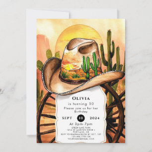 Invitation Enfants colorés Cowboy Anniversaire