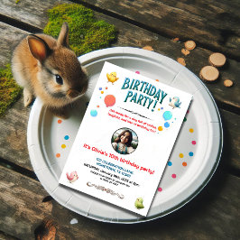 Invitation Enfants colorés Feathered Amis fête d'anniversaire