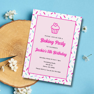 Invitation Enfants Cuisine Baking Anniversaire Fête Invitatio
