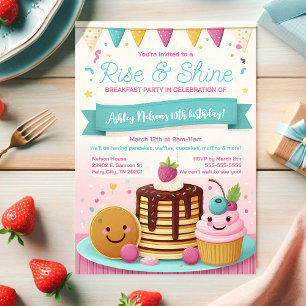 Invitation Enfants Cute Rise and Shire Breakfast Anniversaire