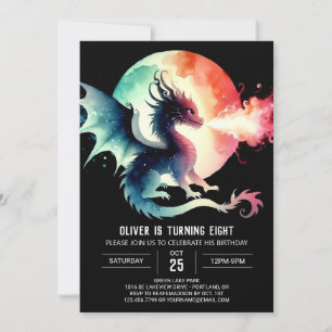 Invitation Enfants d'anniversaire du dragon enchantés
