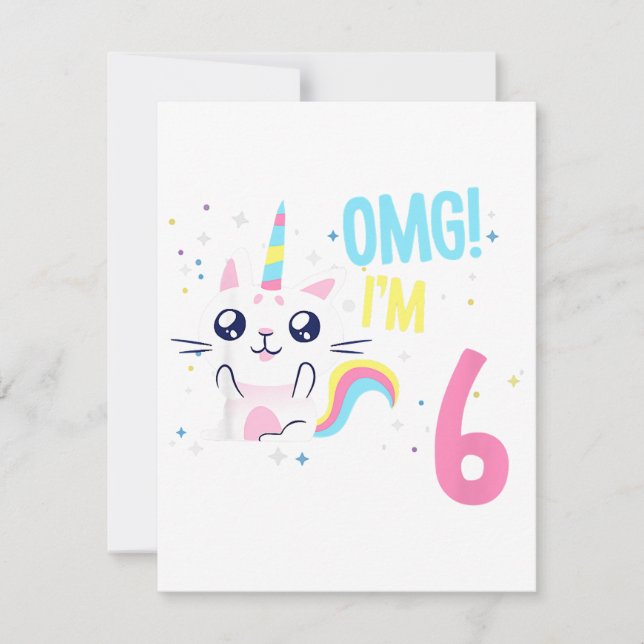 Invitation Enfants de 6 ans fille Anniversaire tenue cadeau U (Devant)