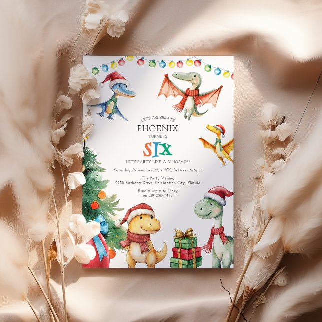 Invitation Enfants Dinosaur sixième anniversaire de fête Invi (Créateur téléchargé)