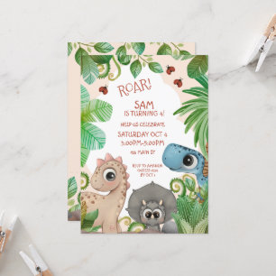 Invitation Enfants dinosaures 4e anniversaire