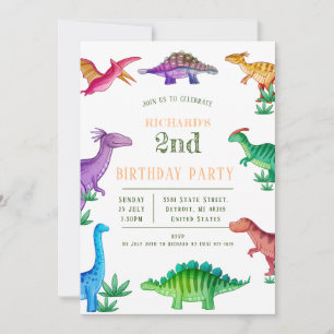 Invitation Enfants Drôle Dinosaure Thème Anniversaire Célébre