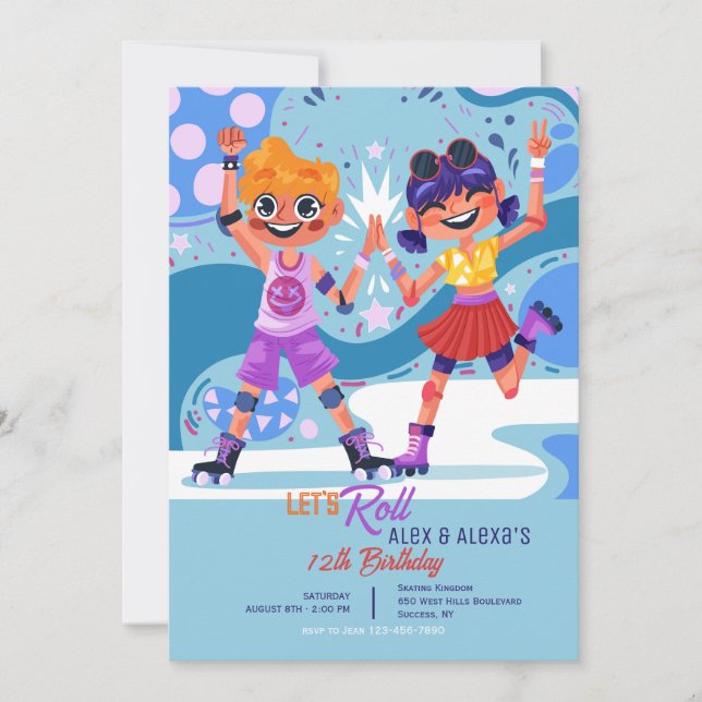 Invitation Enfants en patins à roulettes (Devant)