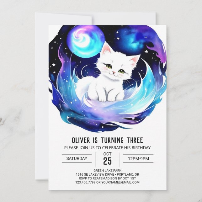Invitation Enfants Enchanted Kitten Anniversaire (Devant)