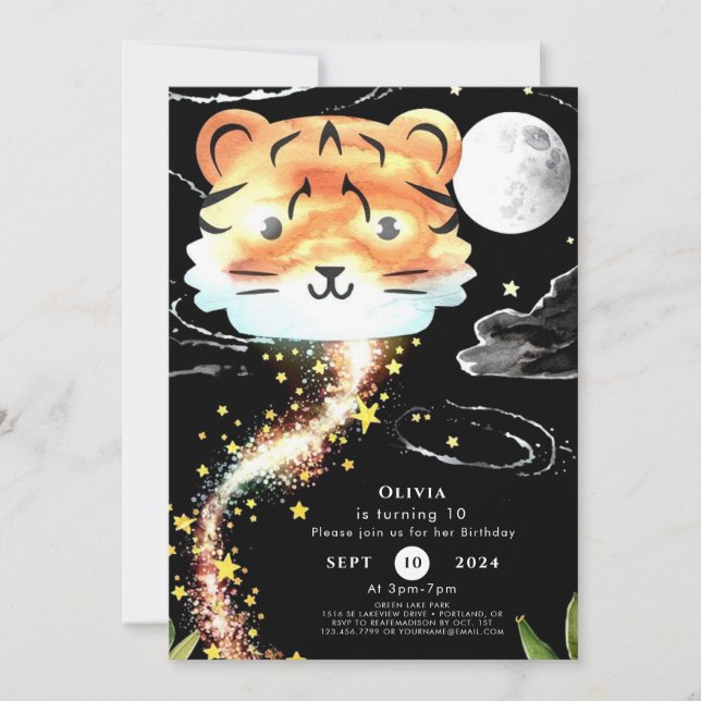 Invitation Enfants Enchanted Tiger Anniversaire (Devant)