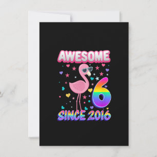 Invitation Enfants Enfants 6e anniversaire Flamant rose Fille