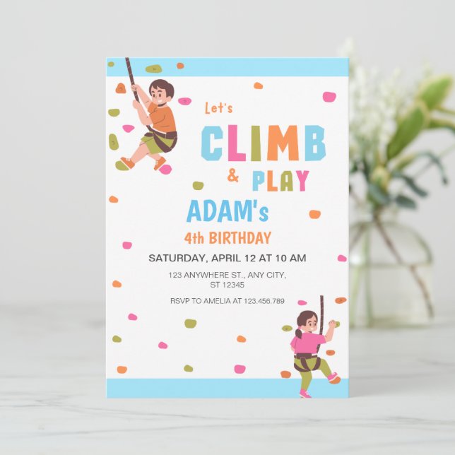 Invitation Enfants Escalades fête d'anniversaire (Debout devant)