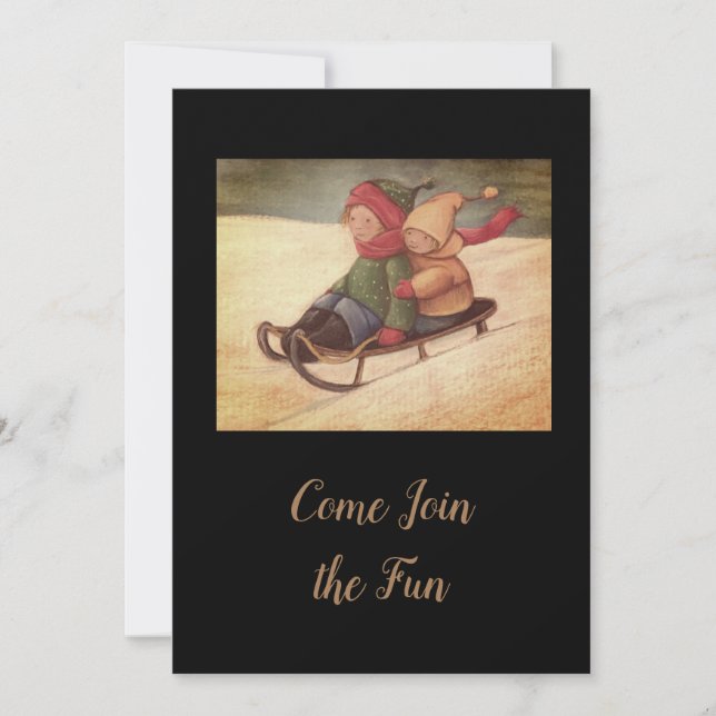 Invitation Enfants faisant de la luge (Devant)