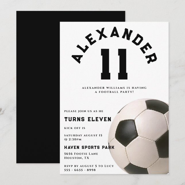 Invitation Enfants Football fête d'anniversaire (Devant / Derrière)