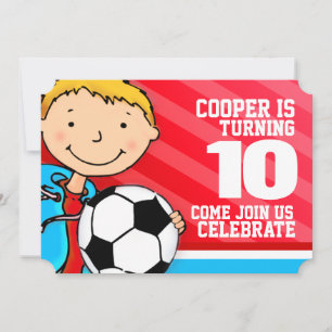 Invitation Enfants football football 10e anniversaire invitat