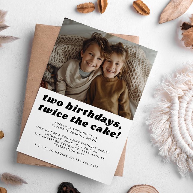 Invitation Enfants frères et soeurs fête d'anniversaire Photo (Créateur téléchargé)