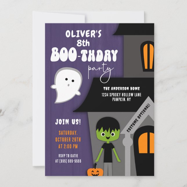 Invitation Enfants garçon Halloween fête d'anniversaire (Devant)