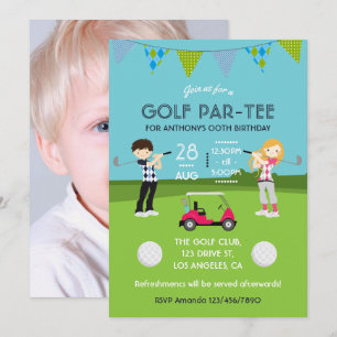 Invitation Enfants Golf Thème Anniversaire Fête Photo Invitat