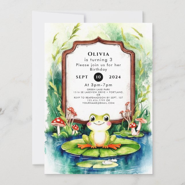 Invitation Enfants Grenouille colorée Anniversaire (Devant)