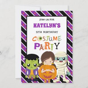 Invitation Enfants Halloween Costume fête 9e anniversaire