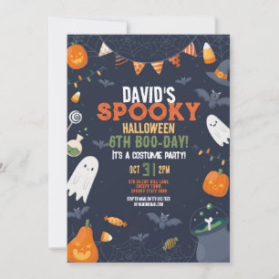 Invitation Enfants Halloween fête d'anniversaire Citrouilles
