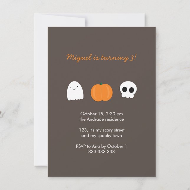 Invitation Enfants Halloween Photo Citrouille fantôme de crân (Devant)