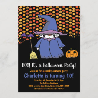 Invitation Enfants Halloween sorcière Citrouille & chauves-so