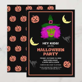 Invitation Enfants Jote Halloween Thème Black Orange Party